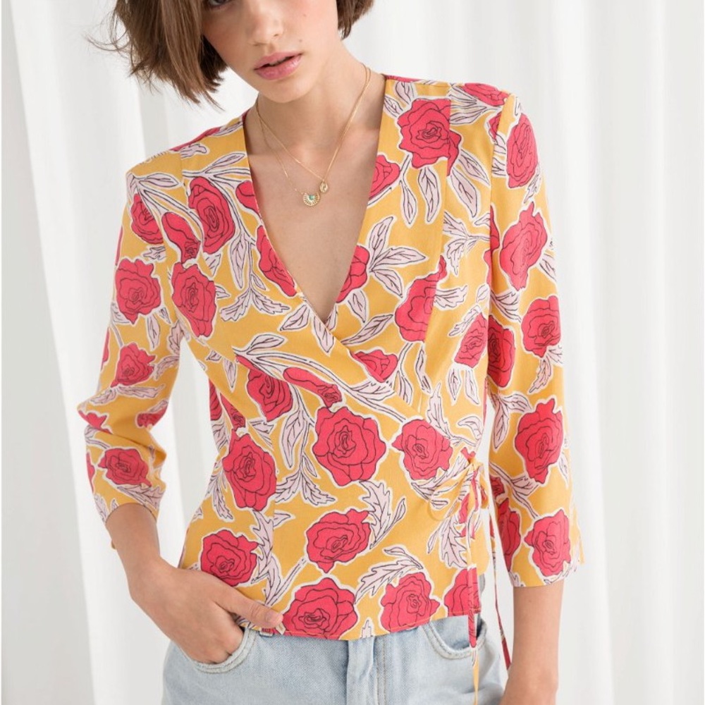 Floral wrap top